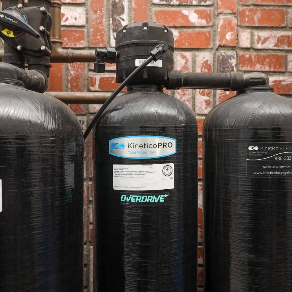 water softening tanks outside of a house