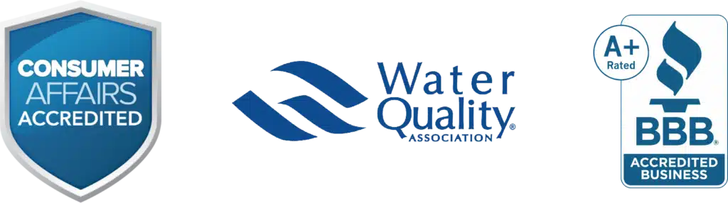 water quality association with badges
